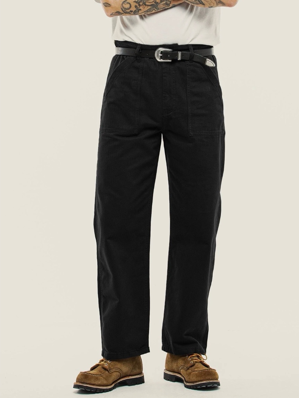 NWT P&Co Service Fatigue Relaxed Fit Tapered Black Mens Pants Size 30